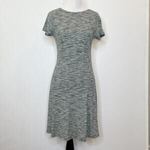 Topshop Green Striped Skater Stretch Dress